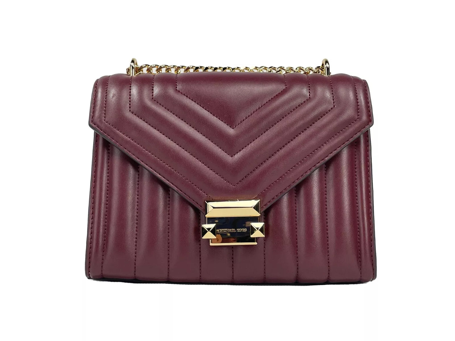 Michael Kors Whitney Medium Chain Axelklaff Crossbody Oxblood