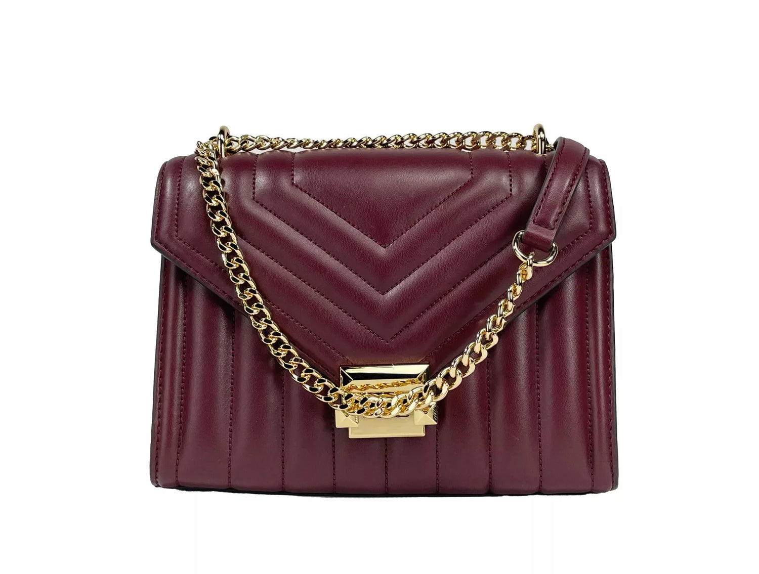 Michael Kors Whitney Medium Chain Axelklaff Crossbody Oxblood