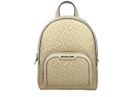 Michael Kors Jaycee Medium Ryggsäck med Dragkedja och Pocket – Krämfärgad Guld