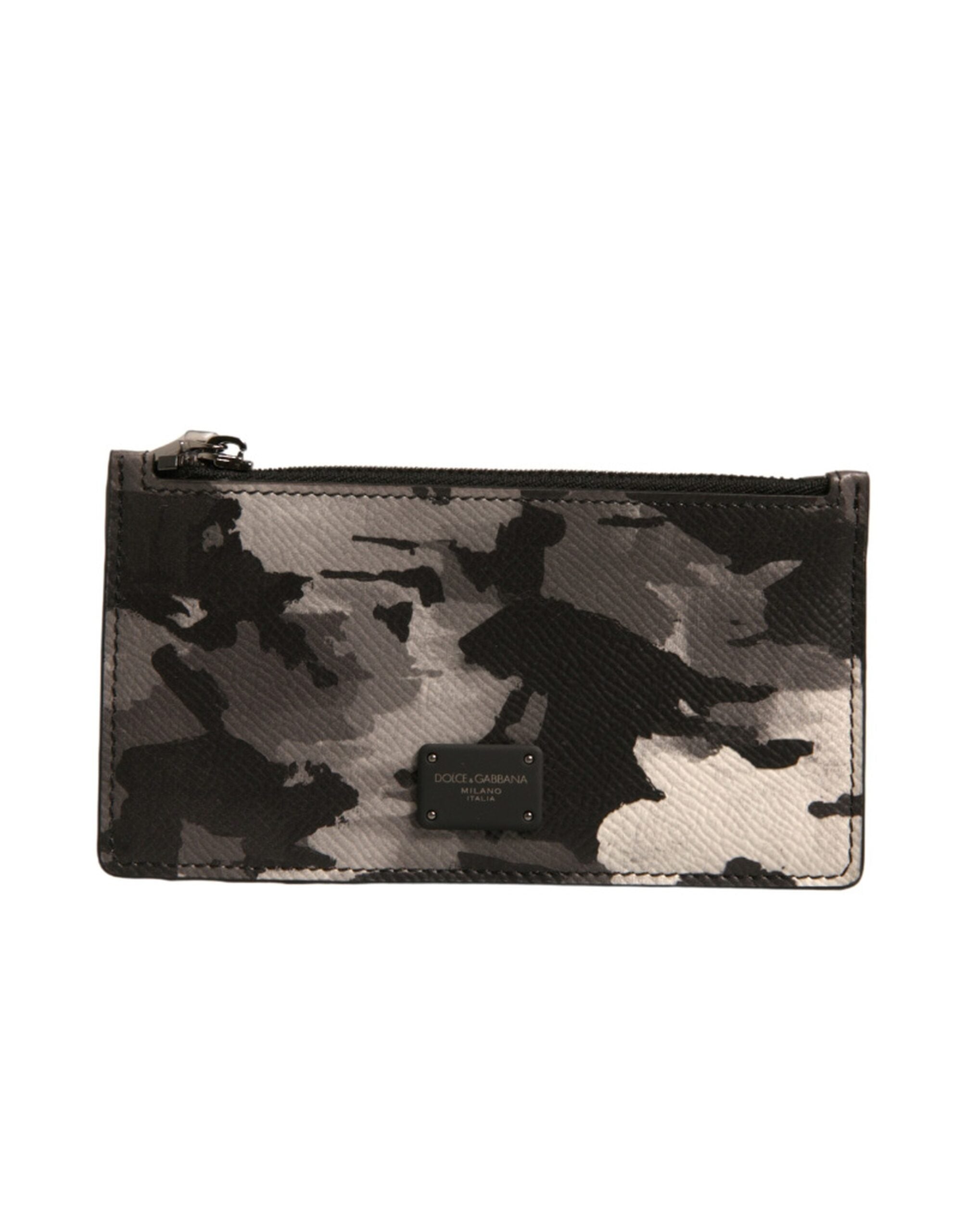 Dolce &amp; Gabbana Multicolor Camouflage Logo Plaque Coin Purse Wallet