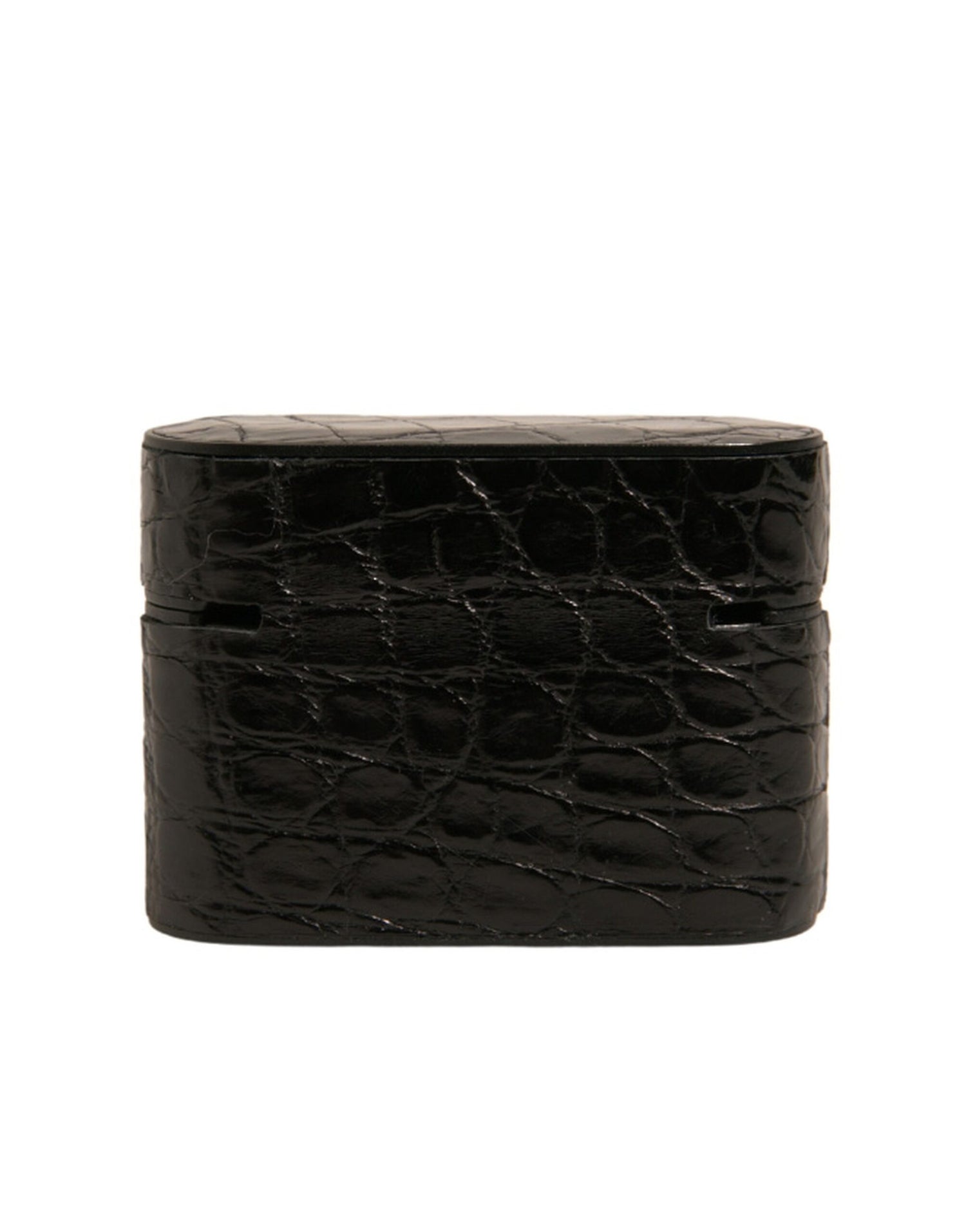 Dolce &amp;amp; Gabbana Svart Läder Metall Logotyp Plack Hållare Airpods Fodral