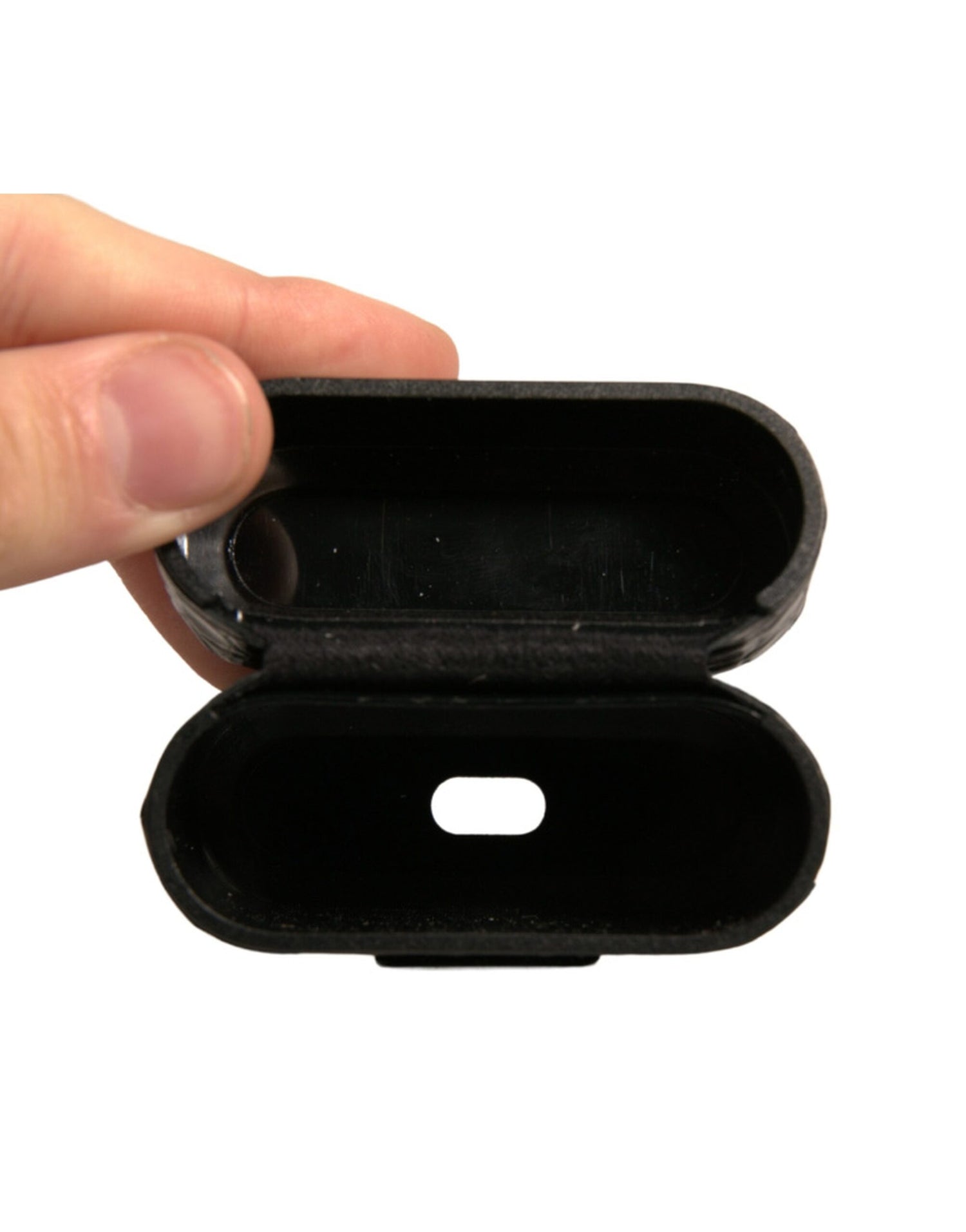 Dolce &amp;amp; Gabbana Svart Läder Metall Logotyp Plack Hållare Airpods Fodral