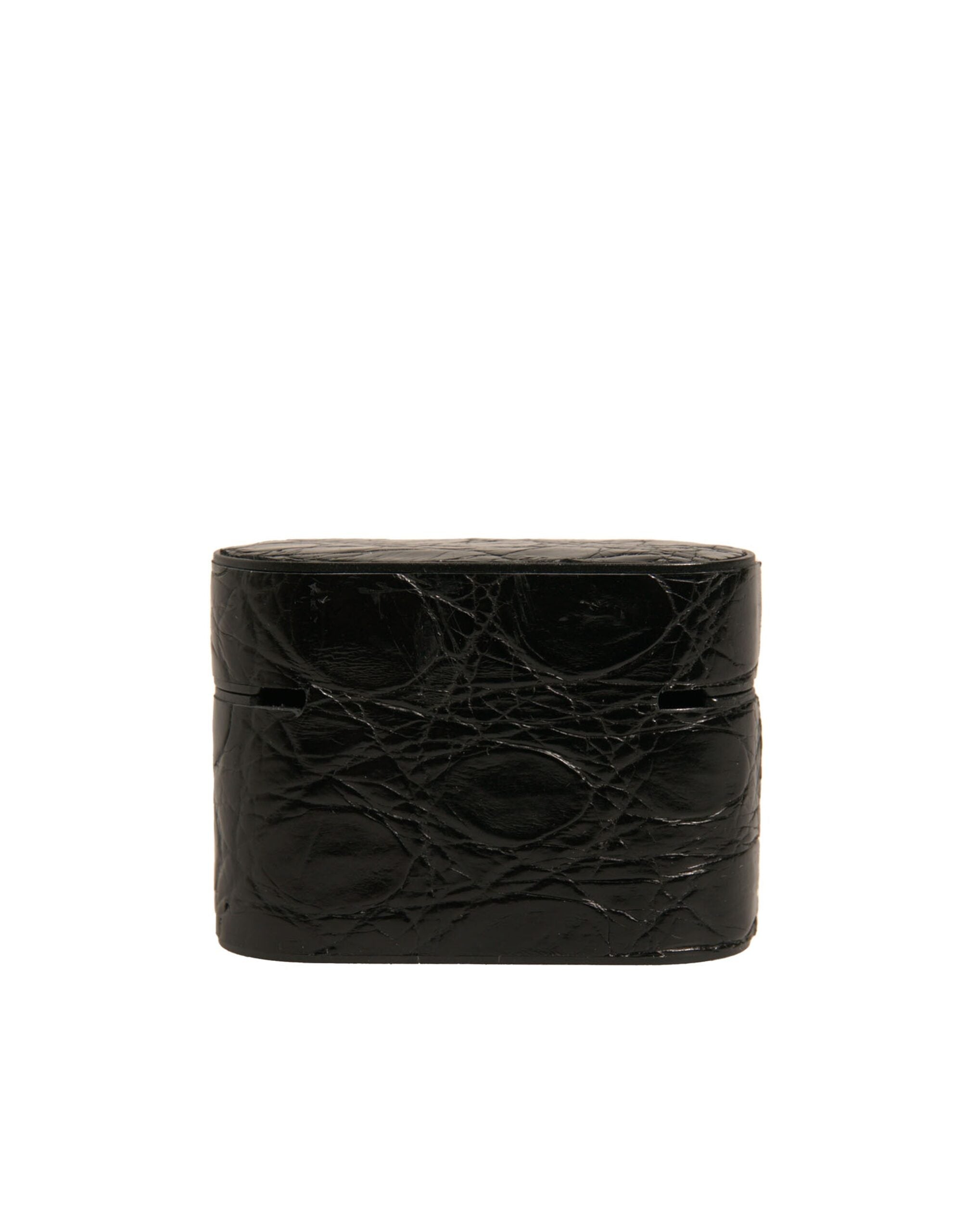 Dolce &amp;amp; Gabbana Svart Läder Metall Logotyp Plack Hållare Airpods Fodral