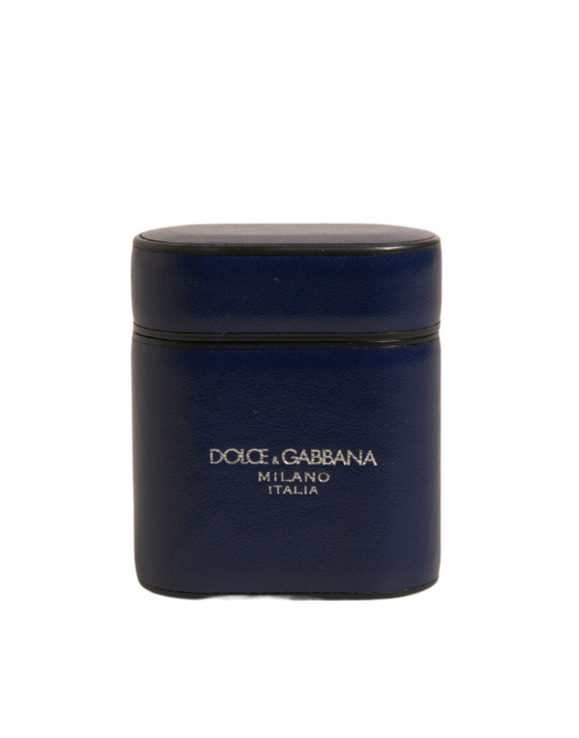 Dolce &amp;amp; Gabbana Blå Läderfodral med Logotyptryck och Flipfodral till Airpods