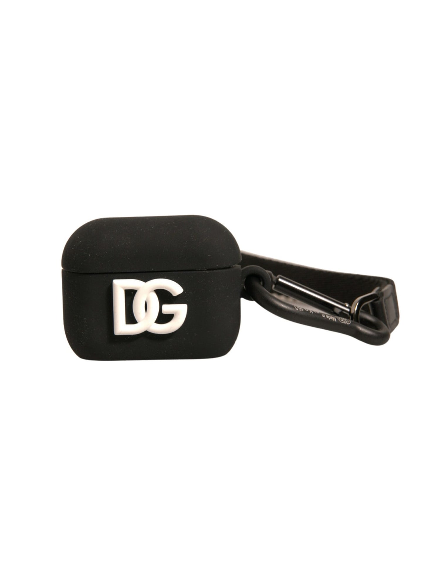 Dolce &amp;amp; Gabbana Svart Silikongummifodral med Präglad Logotyp och Airpods-motiv
