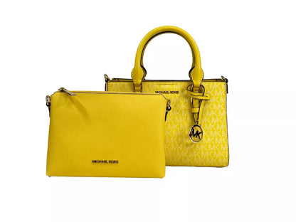 Michael Kors Charlotte 3 i 1 Satchel Väska Axelremsväska Gyllengul