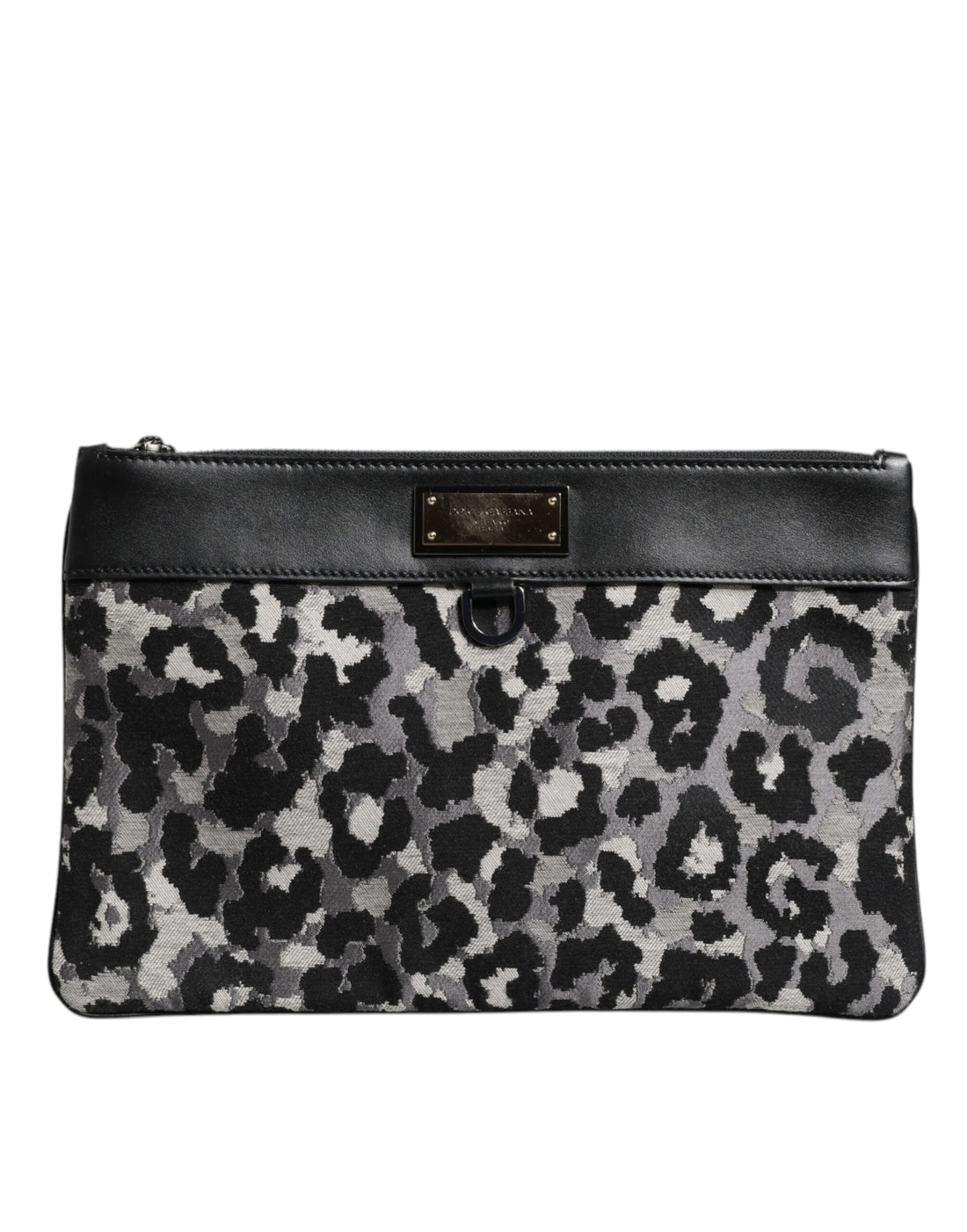 Dolce &amp;amp; Gabbana Flerfärgad Leopard Jacquard Logotypplack Herrväska