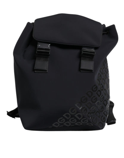 Dolce &amp;amp; Gabbana Svart Neopren Nylon DG Logo Skolryggsäck
