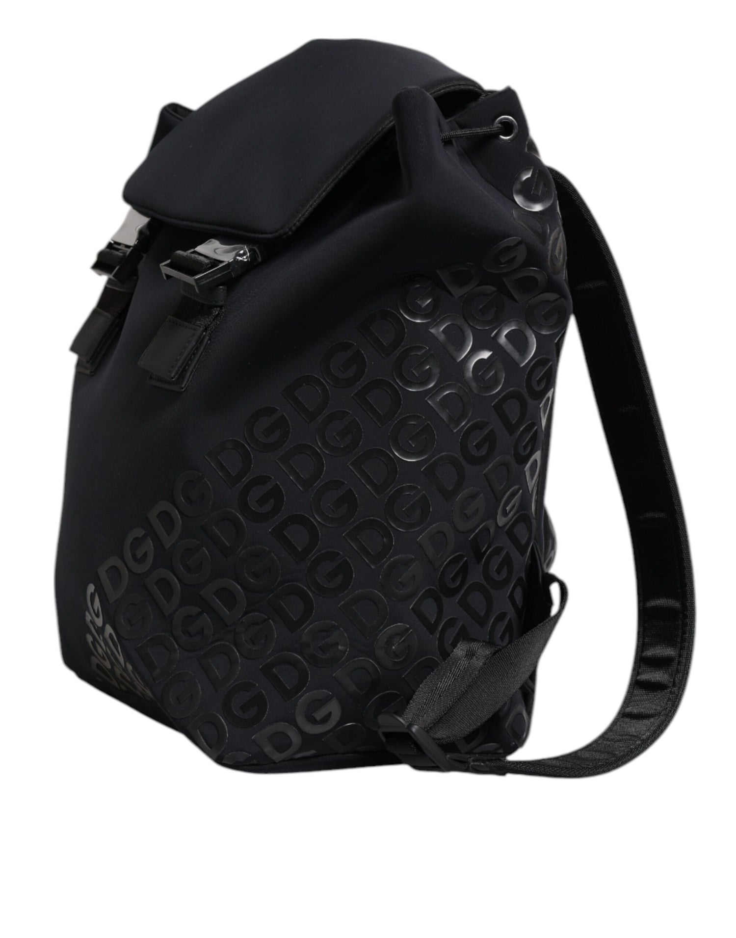 Dolce &amp;amp; Gabbana Svart Neopren Nylon DG Logo Skolryggsäck