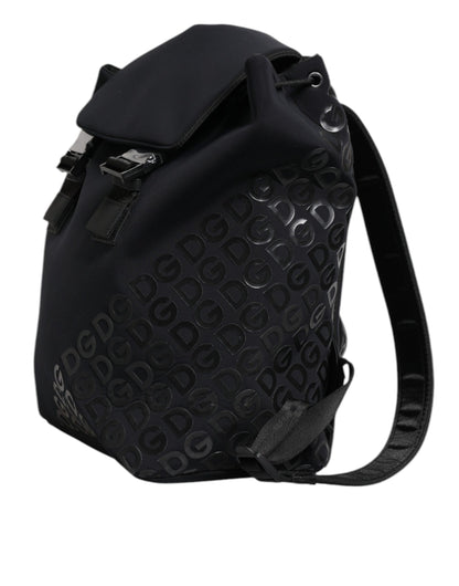 Dolce &amp;amp; Gabbana Svart Neopren Nylon DG Logo Skolryggsäck