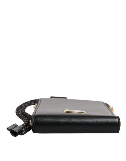 Dolce &amp;amp; Gabbana Svart Läder Logotypplack Halsrem Kort Myntplånbok