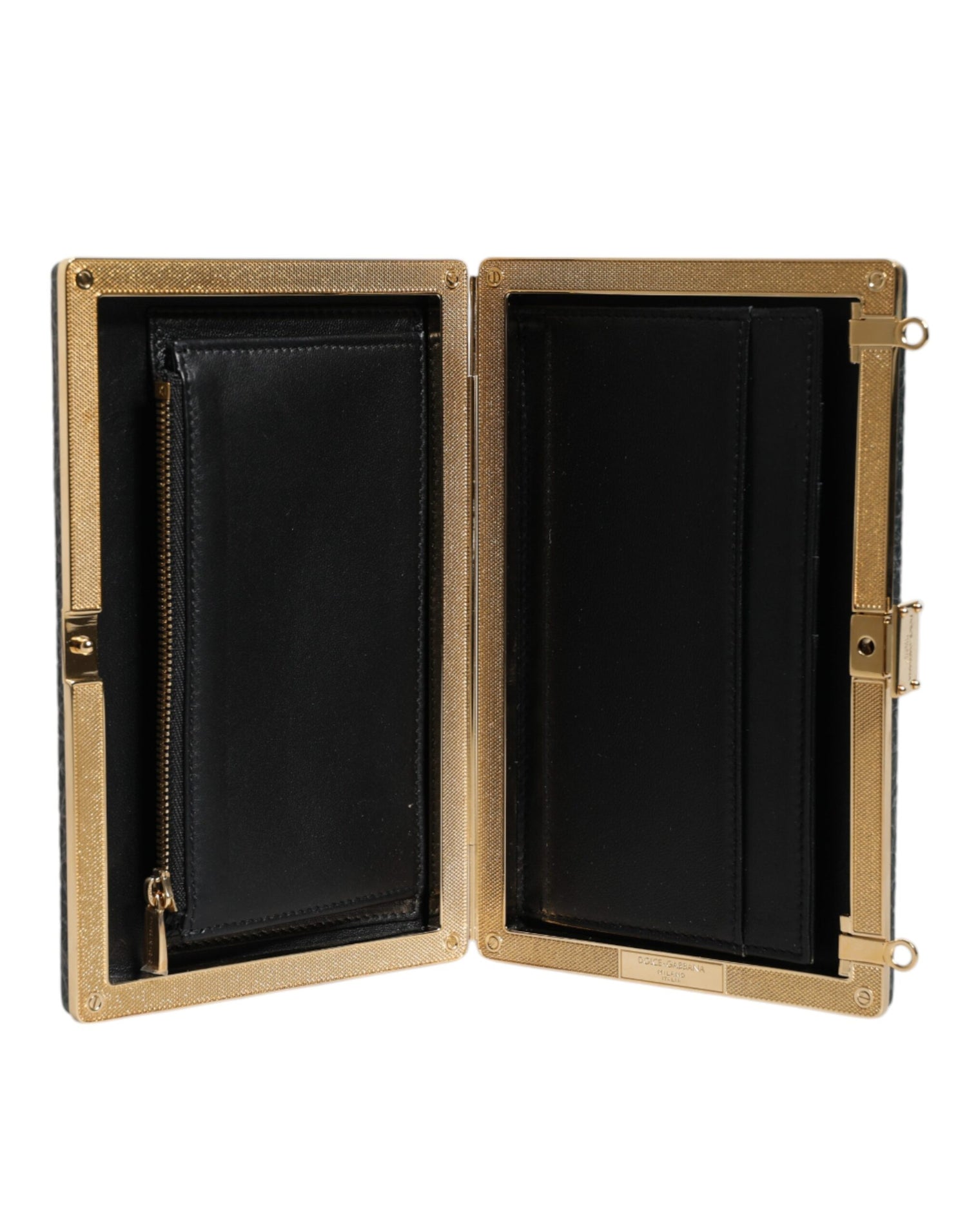 Dolce &amp; Gabbana Black Leather Clutch Evening Crossbody Bag