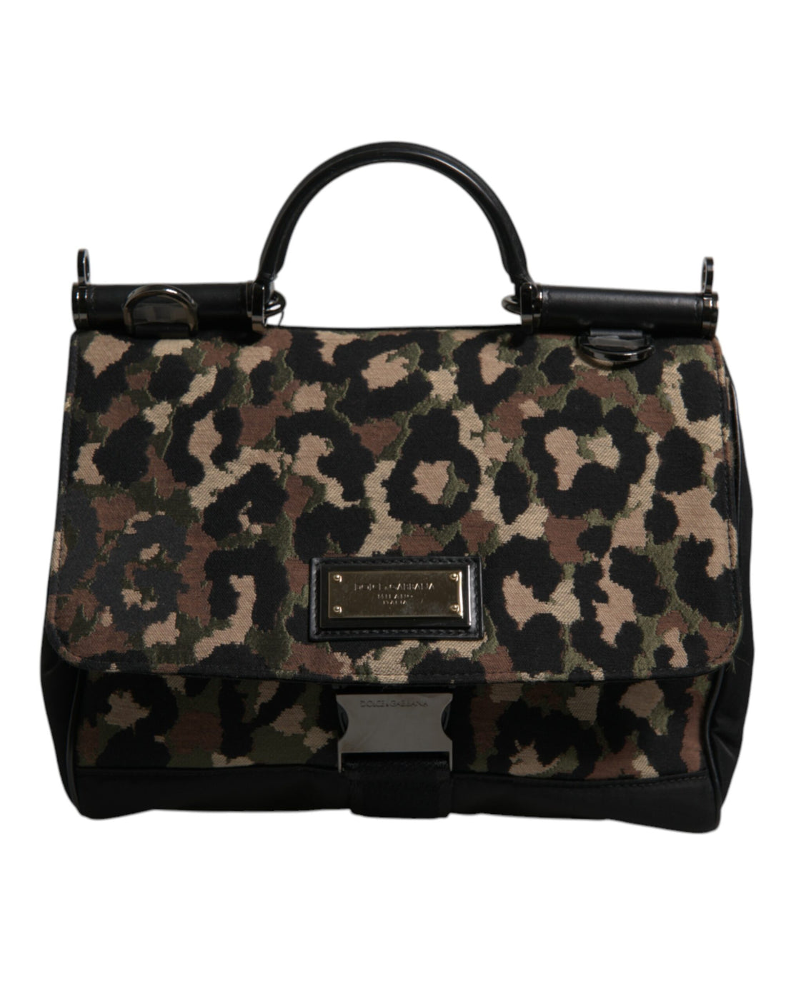 Dolce &amp; Gabbana Brown Leopard Print Lacquard Nylon Sicily Tote Bag