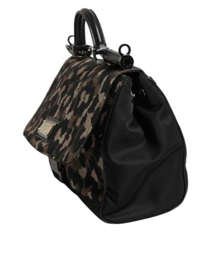 Dolce &amp; Gabbana Brown Leopard Print Lacquard Nylon Sicily Tote Bag