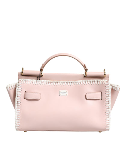 Dolce &amp; Gabbana Light Pink Logo Plaque Soft Leather Strap Crossbody Bag