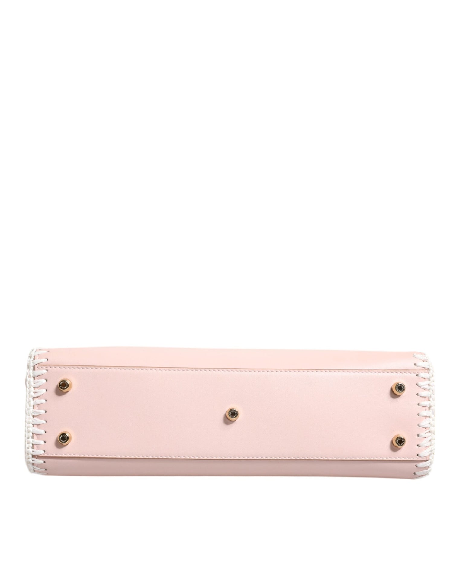 Dolce &amp; Gabbana Light Pink Logo Plaque Soft Leather Strap Crossbody Bag