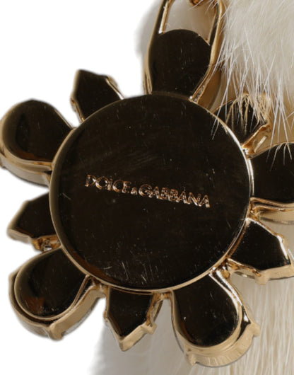 Dolce &amp; Gabbana White Fur Handbag Clutch Purse Pouch Bag