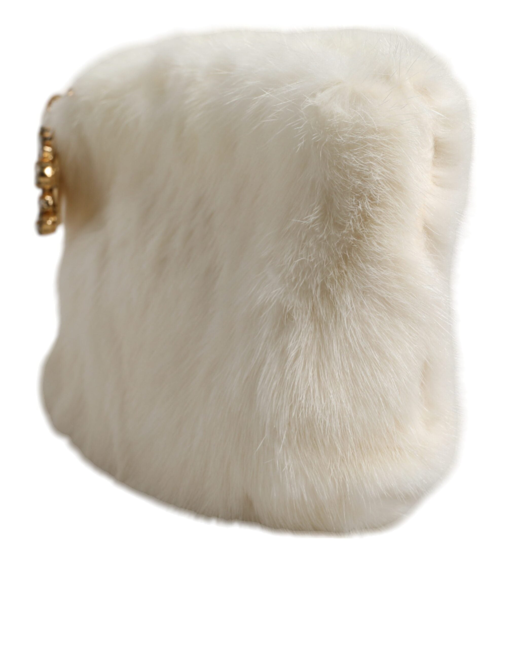 Dolce &amp; Gabbana White Fur Handbag Clutch Purse Pouch Bag