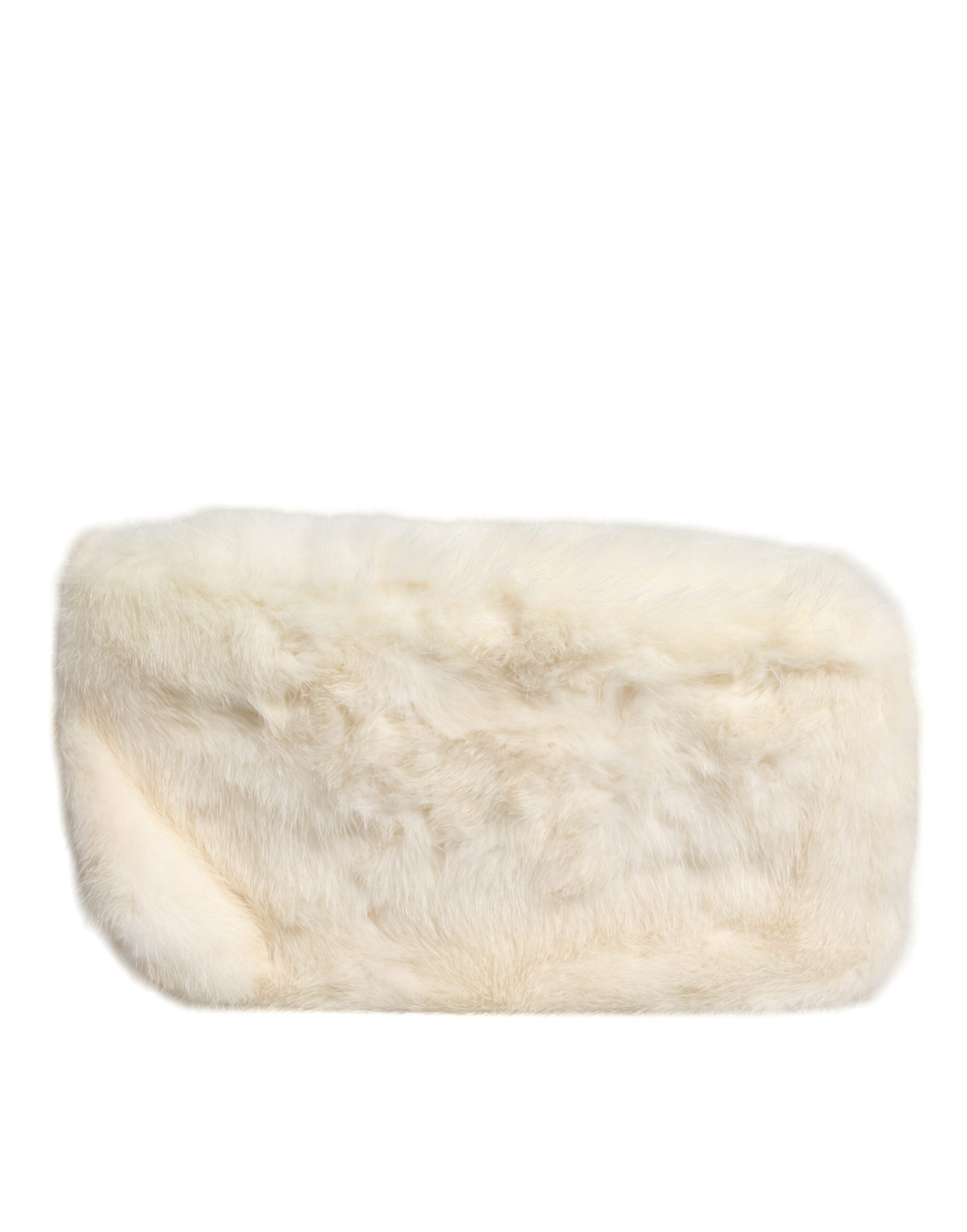 Dolce &amp; Gabbana White Fur Handbag Clutch Purse Pouch Bag