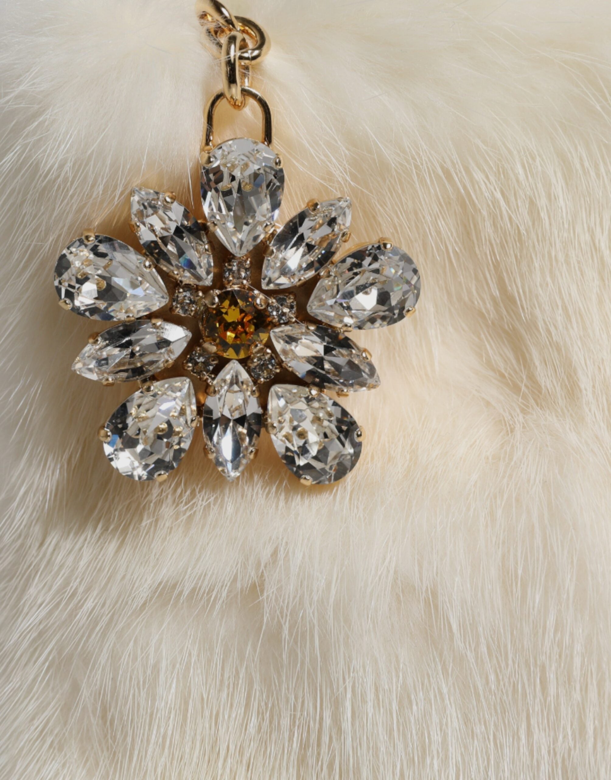 Dolce &amp; Gabbana White Fur Handbag Clutch Purse Pouch Bag