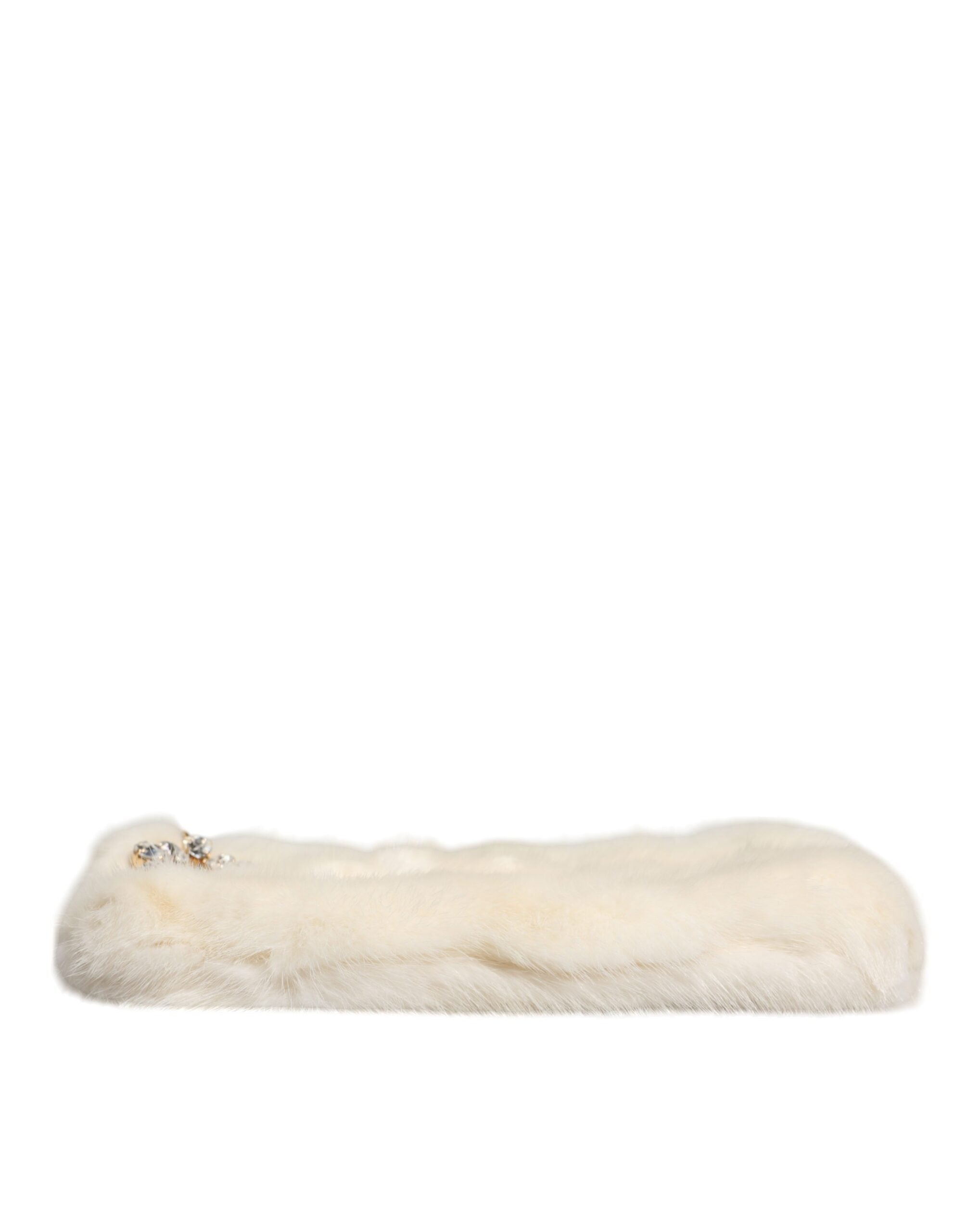 Dolce &amp; Gabbana White Fur Handbag Clutch Purse Pouch Bag