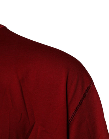 Dolce &amp;amp; Gabbana Röd Logotyptejp Bomulls-T-shirt med Rund Hals