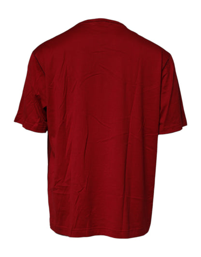 Dolce &amp;amp; Gabbana Röd Logotyptejp Bomulls-T-shirt med Rund Hals