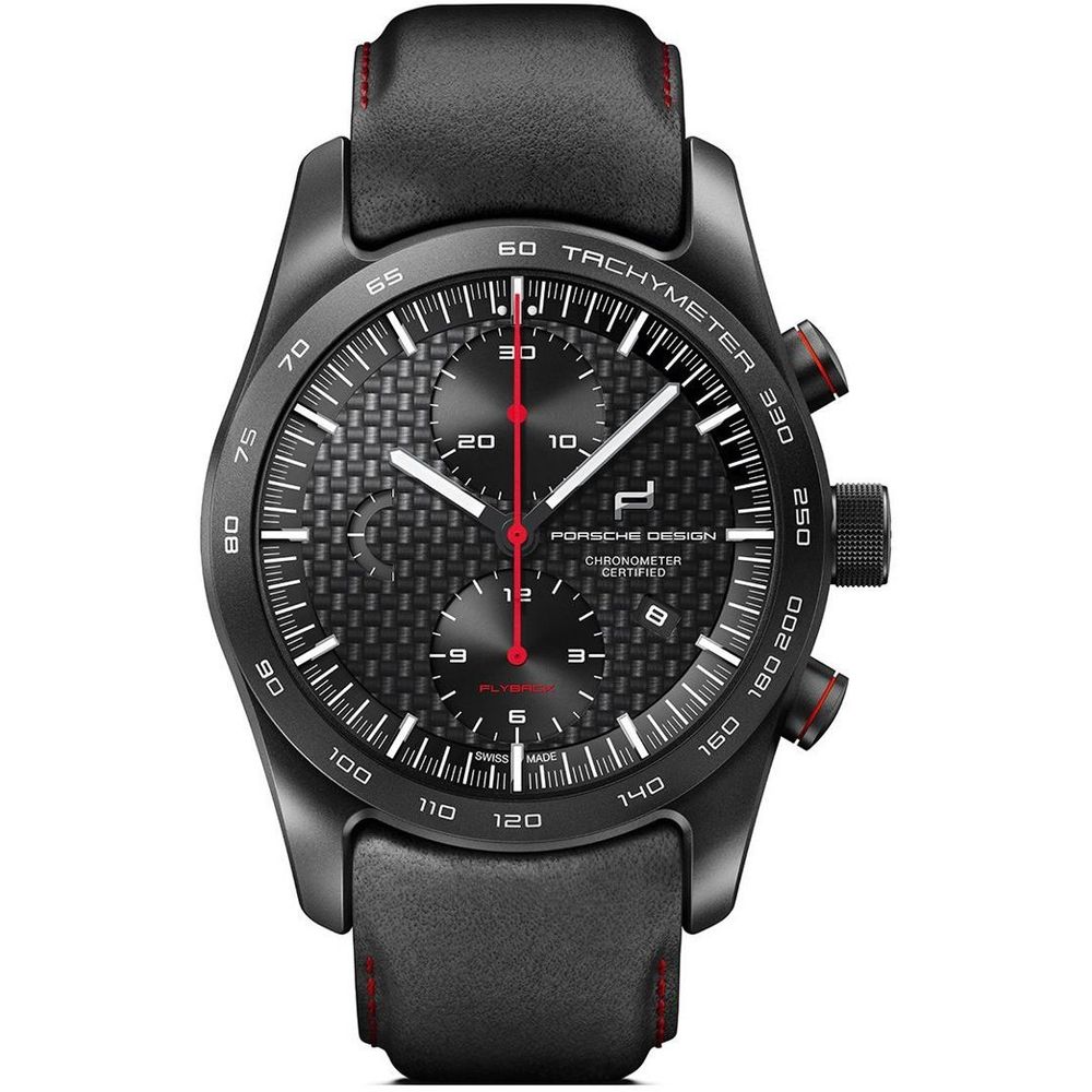 Porsche Design svart läderklocka
