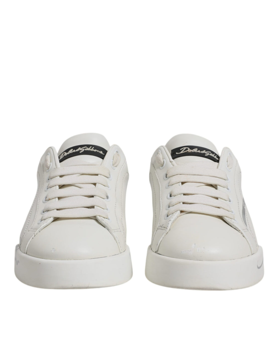 Dolce &amp; Gabbana White Black Logo Portofino Men Sneaker Shoes