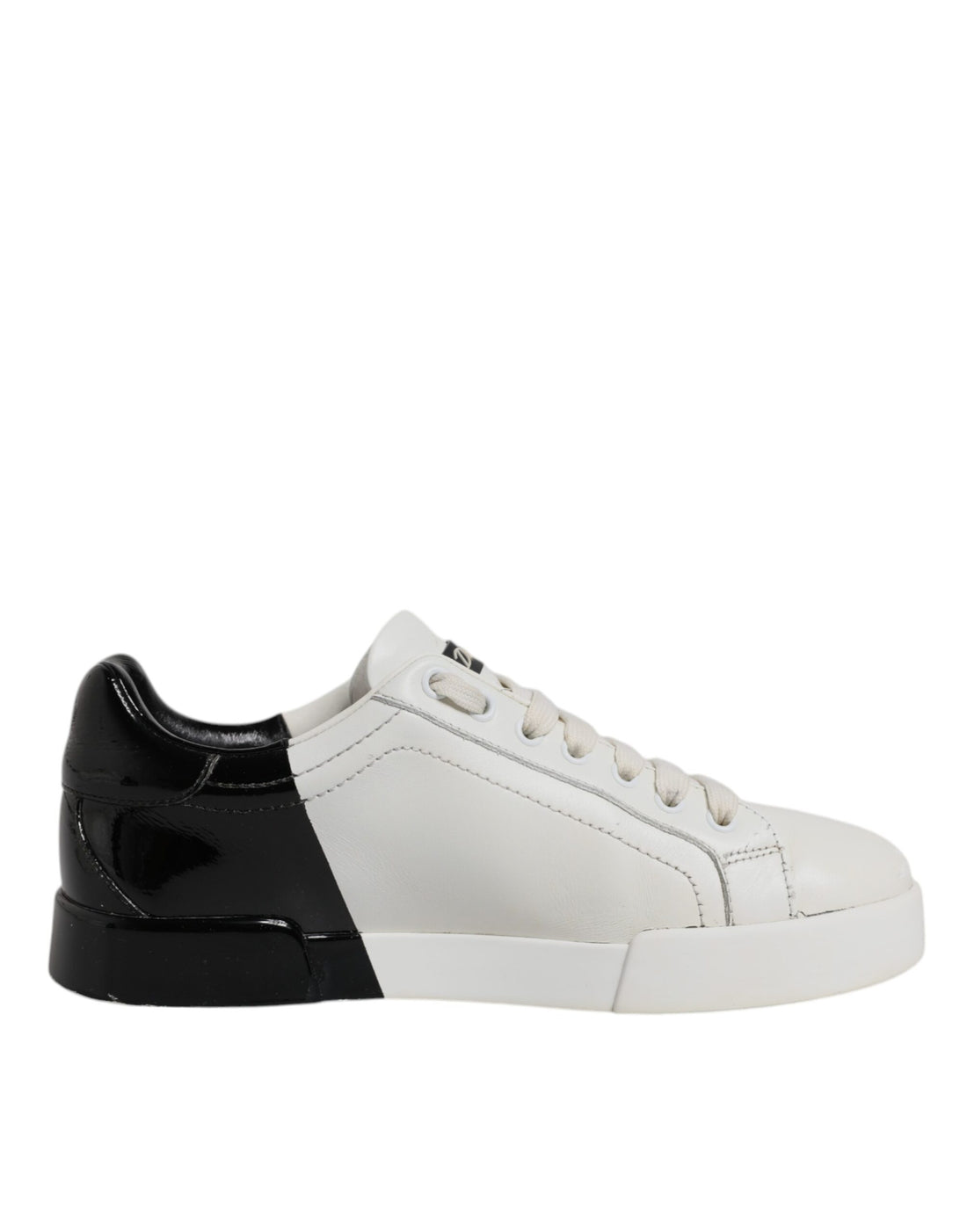 Dolce &amp; Gabbana White Black Logo Portofino Men Sneaker Shoes