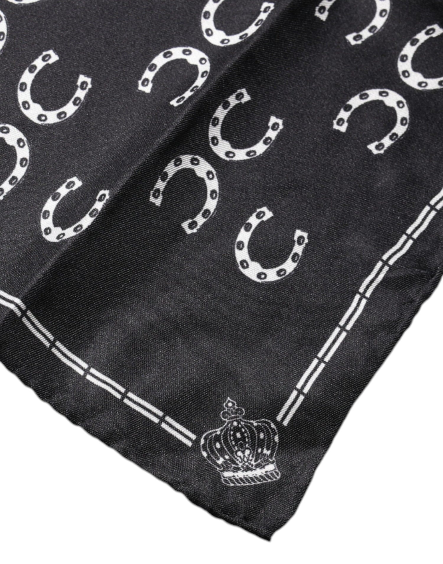 Dolce &amp;amp; Gabbana Svart Hästsko Siden Fyrkantig Näsdukshalsduk