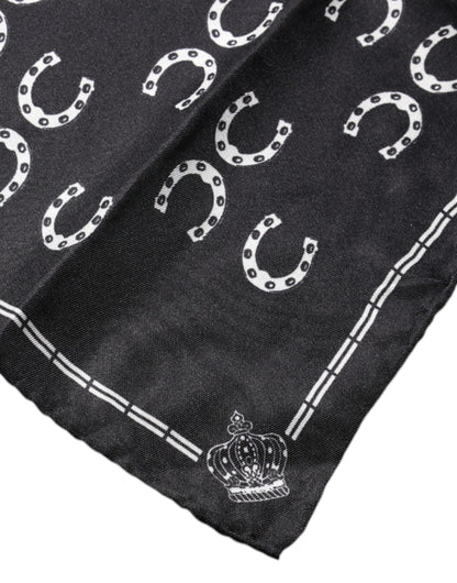 Dolce &amp;amp; Gabbana Svart Hästsko Siden Fyrkantig Näsdukshalsduk