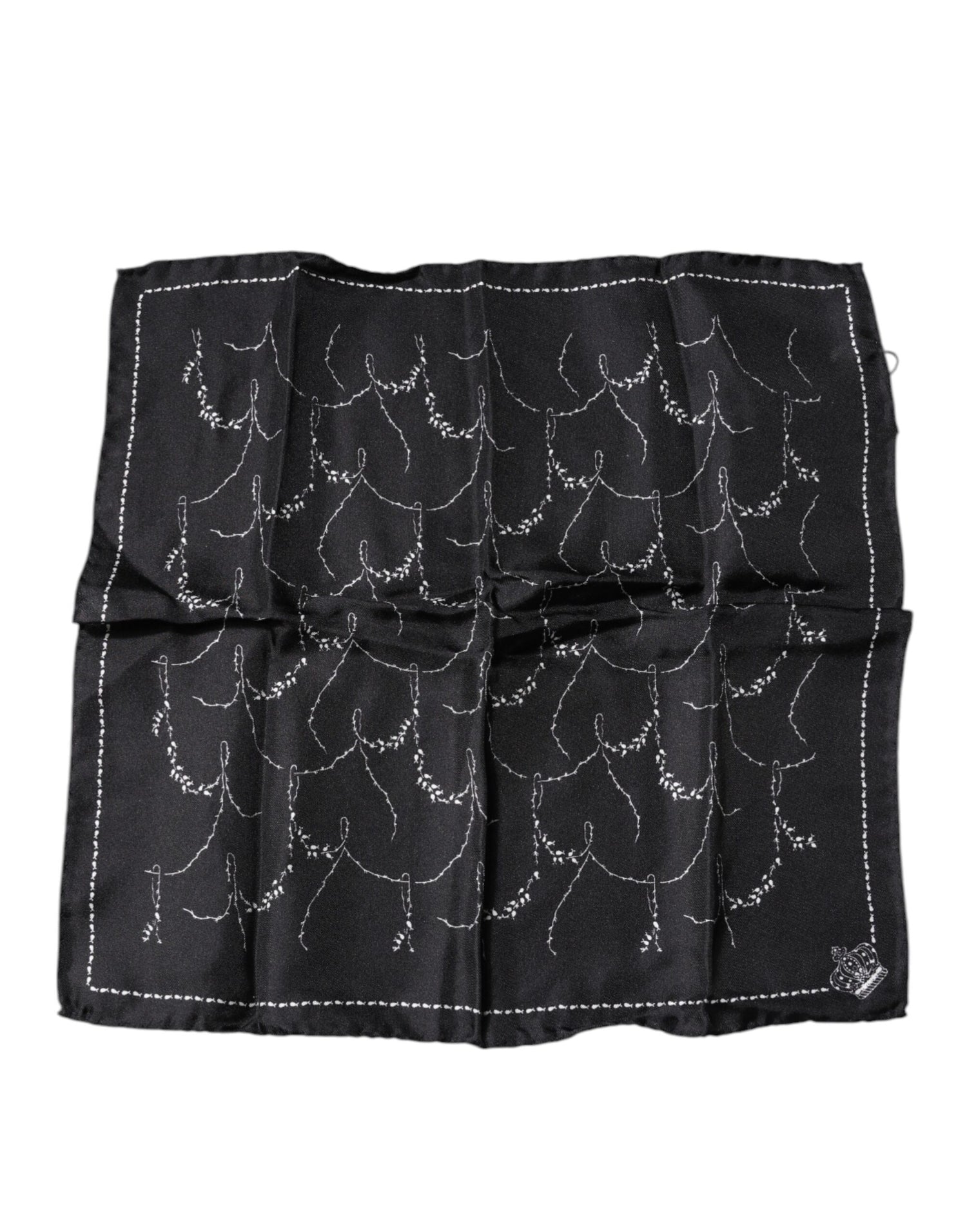 Dolce &amp;amp; Gabbana Svart Mönstrad Sidennäsdukshalsduk