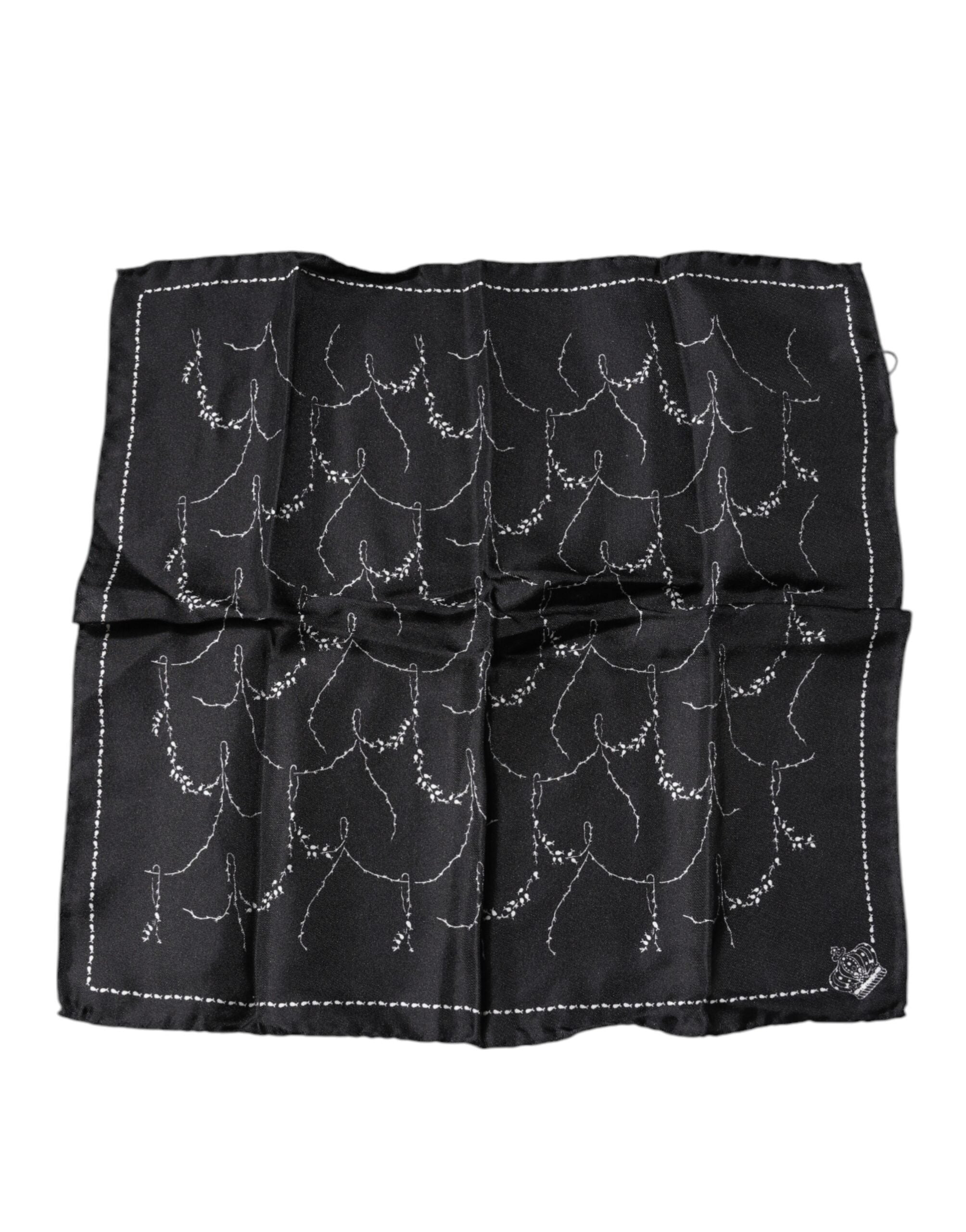 Dolce &amp;amp; Gabbana Svart Mönstrad Sidennäsdukshalsduk