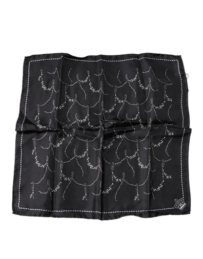 Dolce &amp;amp; Gabbana Svart Mönstrad Sidennäsdukshalsduk