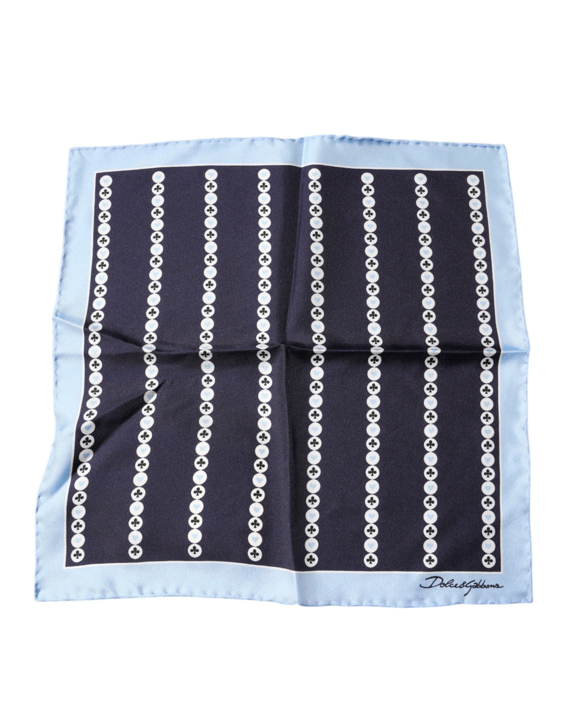 Dolce &amp; Gabbana Blue Heart Spade Silk Handkerchief Scarf
