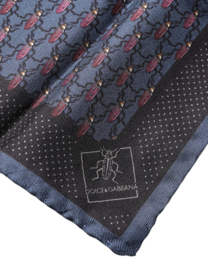 Dolce &amp;amp; Gabbana Mörkblå Beetle Fyrkantig Näsdukshalsduk