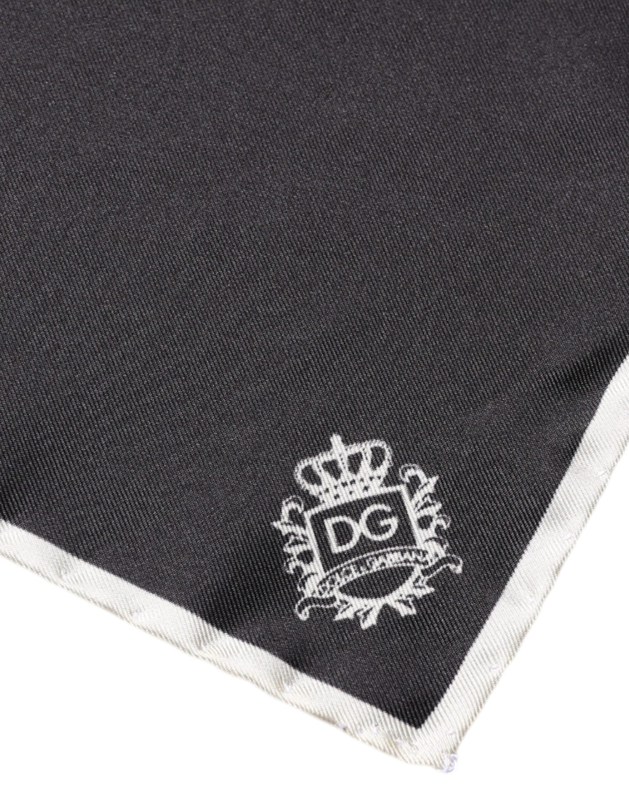 Dolce &amp;amp; Gabbana Svart Kronlogo Fyrkantig Näsdukshalsduk
