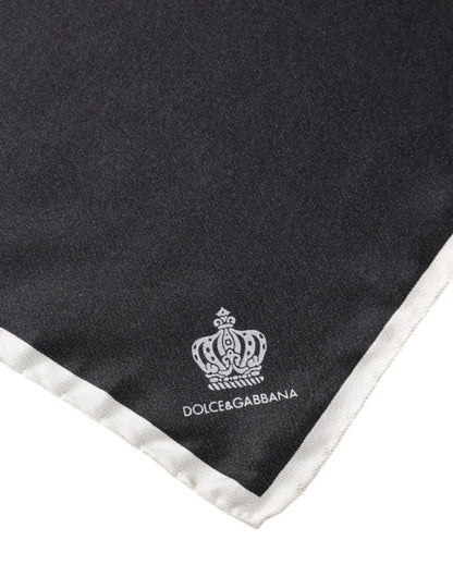 Dolce &amp;amp; Gabbana Svart Kronlogo Fyrkantig Näsdukshalsduk