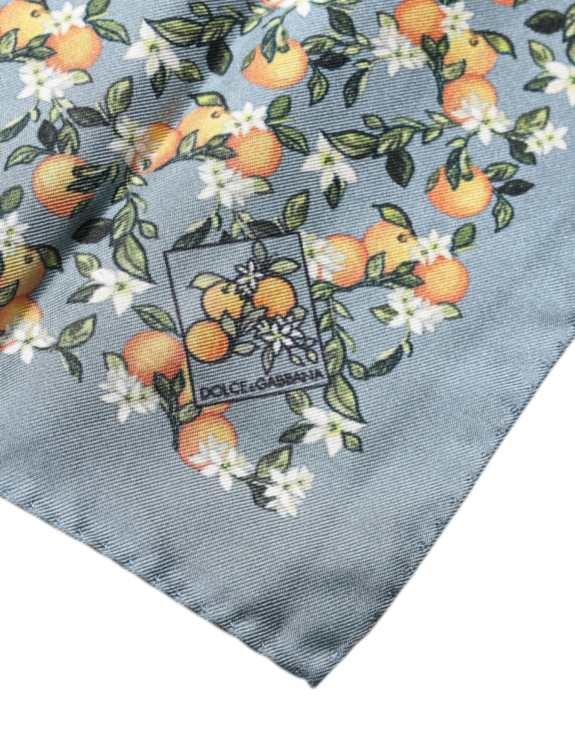 Dolce &amp;amp; Gabbana gråorange fyrkantig sidennäsduk