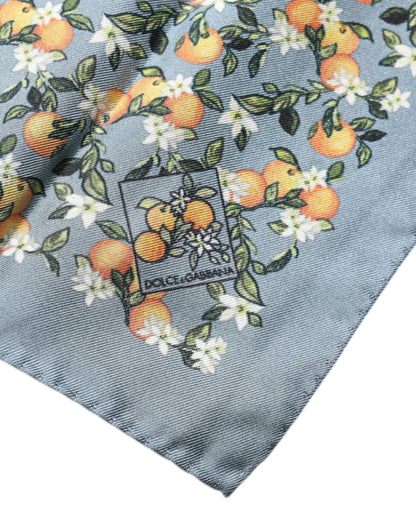 Dolce &amp;amp; Gabbana gråorange fyrkantig sidennäsduk