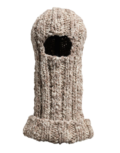 Dolce &amp;amp; Gabbana Beige Stickad Skidmask i Ull Balaklava