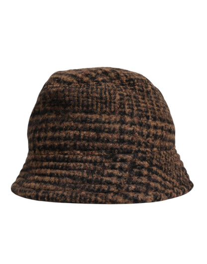 Dolce &amp;amp; Gabbana Brun Hundtandsmönstrad Ullvävd Bucket Hatt