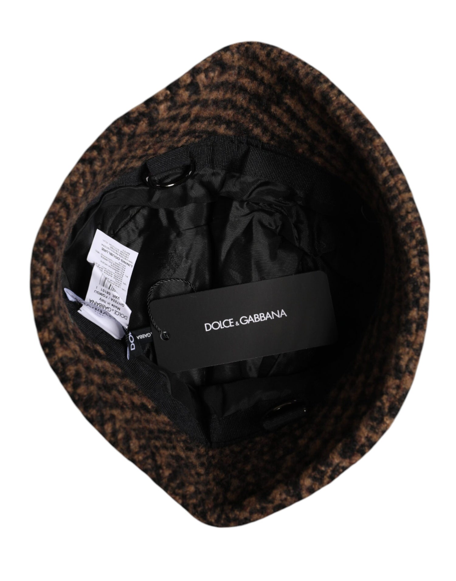 Dolce &amp;amp; Gabbana Brun Hundtandsmönstrad Ullvävd Bucket Hatt