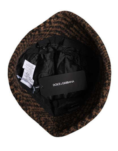 Dolce &amp;amp; Gabbana Brun Hundtandsmönstrad Ullvävd Bucket Hatt
