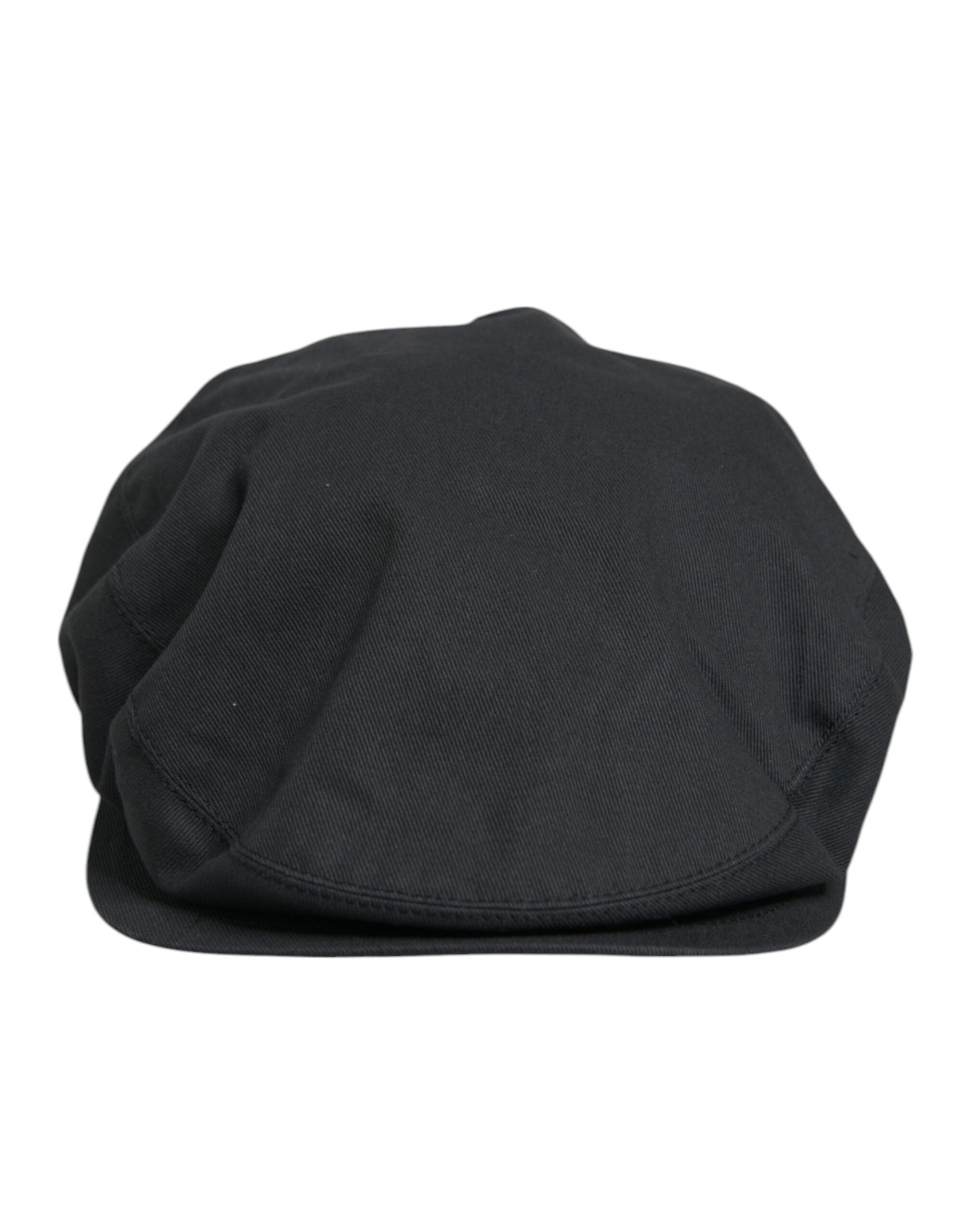 Dolce &amp;amp; Gabbana Black Cotton Newsboy Capello Cabbie Hat