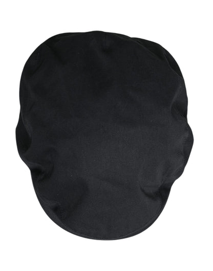 Dolce &amp;amp; Gabbana Black Cotton Newsboy Capello Cabbie Hat