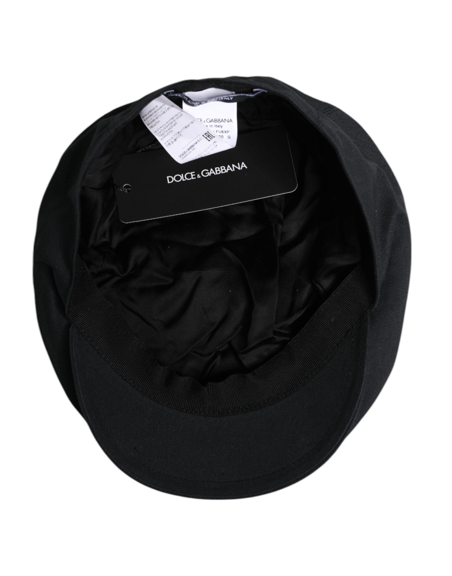 Dolce &amp;amp; Gabbana Black Cotton Newsboy Capello Cabbie Hat