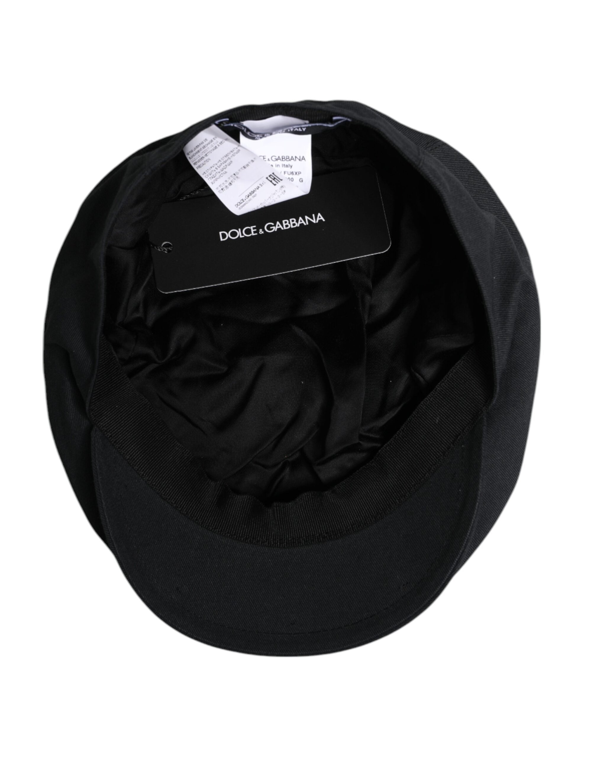 Dolce &amp;amp; Gabbana Black Cotton Newsboy Capello Cabbie Hat