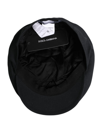 Dolce &amp;amp; Gabbana Black Cotton Newsboy Capello Cabbie Hat